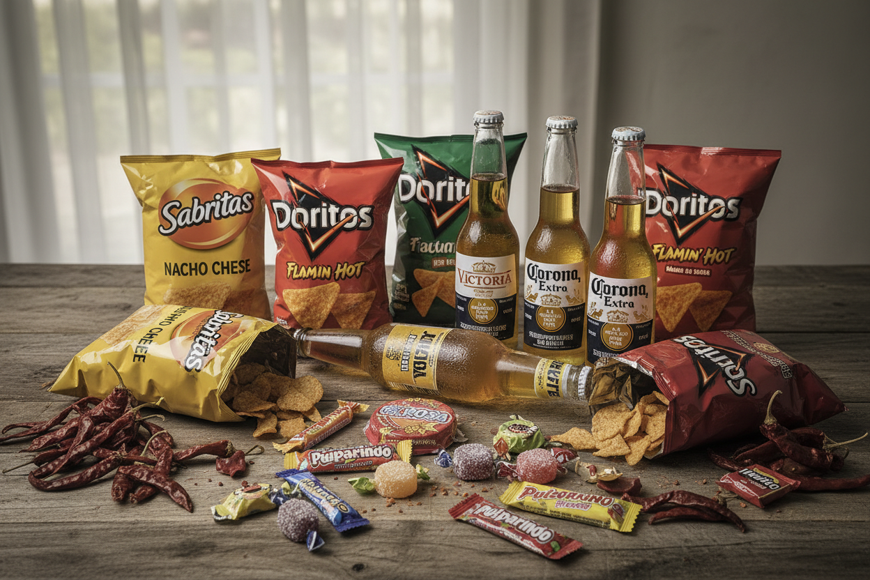 Collage productos mexicanos con marcas